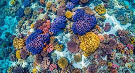 Colorful coral reef with hard corals on a tropical coral reefの素材