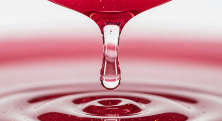 Photo of a beautiful water drop collision with a drop of water.の素材