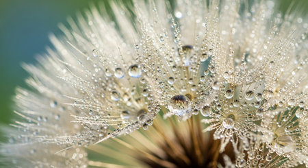 dandelion with dew drops close-up, macro photographyの素材