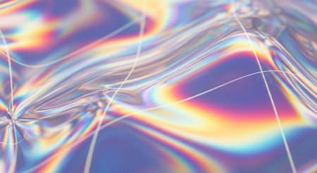 abstract background with smooth lines and bokeh in rainbow colorsの素材