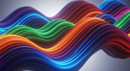 3d rendering of abstract wavy background. Creative glowing design conceptの素材