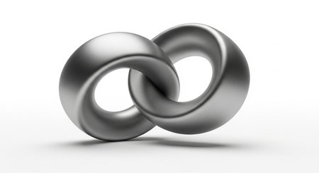 Two silver rings isolated on white background. 3D rendering illustration.の素材