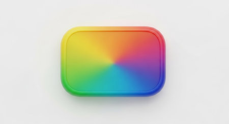 3d rendering of colorful square button isolated on white with clipping pathの素材