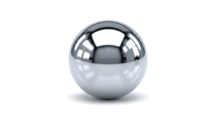 3D rendering of a silver ball isolated on white background. Computer generated image.の素材