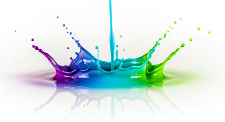 Colorful paint splashing isolated on white background. 3d renderingの素材