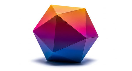 Colorful polygonal sphere on white background. 3d illustrationの素材