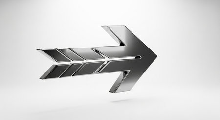 Black 3d Arrow in white background. Computer generated 3D photo rendering.の素材
