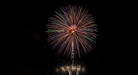 Colorful firework display for celebration happy new year and merry christmasの素材