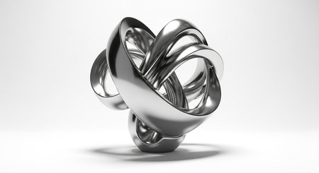 Abstract metallic ring in white background, 3d render illustration, computer generated imagesの素材