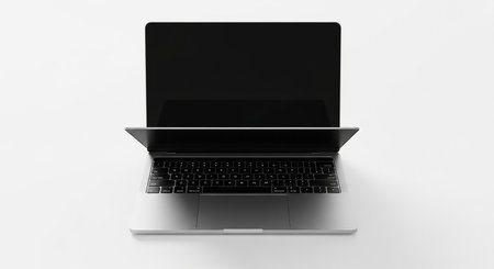 Laptop mockup isolated on white background. 3D rendering.の素材