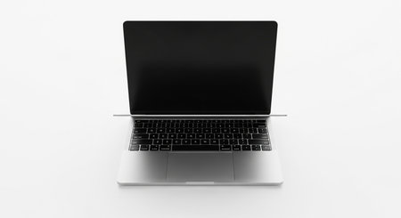 Laptop mockup isolated on white background. 3D rendering.の素材