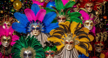 Colorful carnival masks at the Venice Carnival (Carnaval)の素材