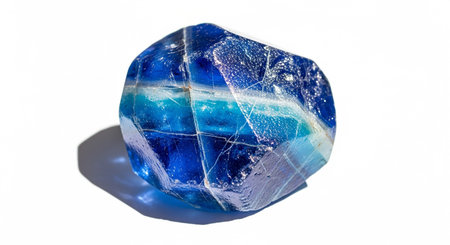 Blue quartz semigem geological mineral isolated on the white background.の素材