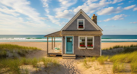 House on the beach at Cape Cod, Massachusetts, United States.の素材