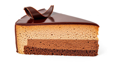 Chocolate cake isolated on white background. Clipping path included.の素材