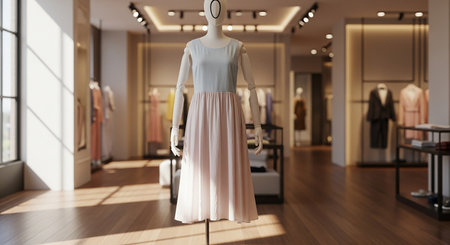 Dress on a mannequin in a fashion store. 3d renderingの素材