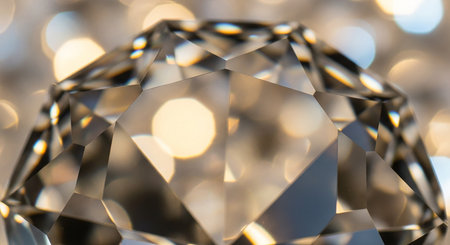 3D rendering of a diamond on a bokeh background.の素材