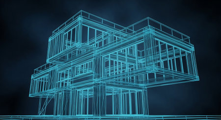 Abstract architectural 3D construction. Concept - modern architecture and designing.の素材