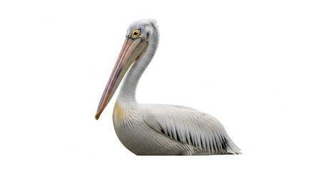 Pelican (Pelecanus occidentalis) isolated on white backgroundの素材