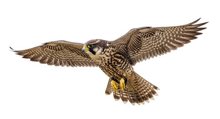 Peregrine falcon (Falco peregrinus) isolated on white backgroundの素材