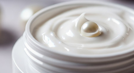 cosmetic cream in a jar with a drop on a white backgroundの素材