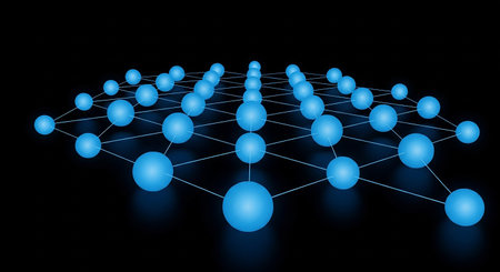 Blue network on a black background. 3d rendering, 3d illustration.の素材