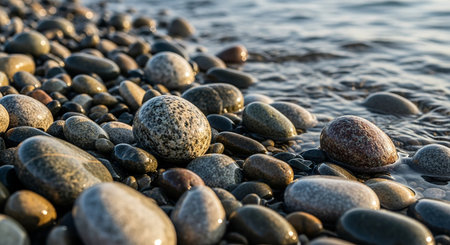 pebble stones on the shore of the lake, nature seriesの素材