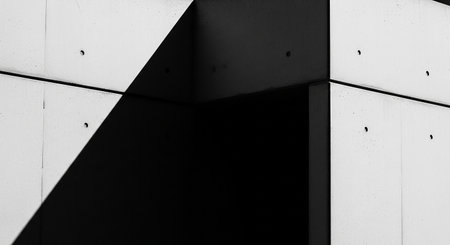 Abstract architectural background, fragment of modern architecture. Black and white.の素材