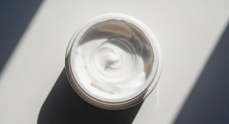 cosmetic cream in a jar on a white background with a shadowの素材