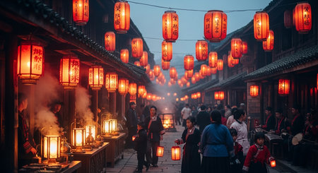 Lanterns in the streets of Lijiang, Chinaの素材