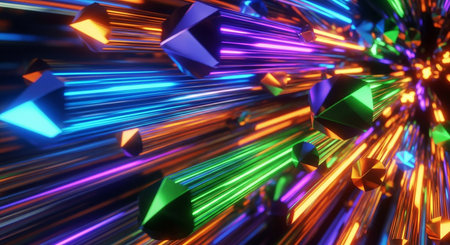 3d rendering, abstract background with neon lights, 3d illustrationの素材