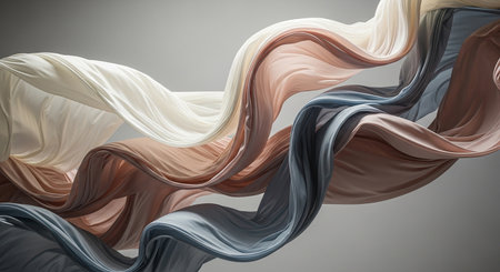 Abstract background of wavy silk or satin. 3d rendering imageの素材
