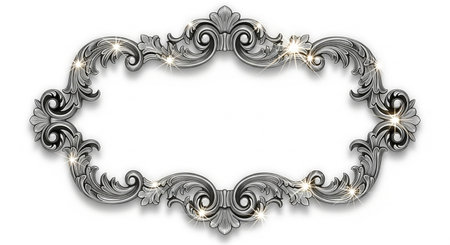 Silver frame for paintings, mirrors or photo on a white background.の素材