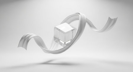 3D rendering of a cube in white background, computer generated imagesの素材