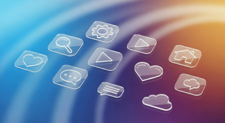 Cloud computing technology concept with icons on blue background. 3D renderingの素材
