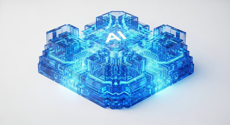 Artificial intelligence (AI) and machine learning concept. 3D renderingの素材