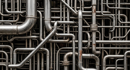 abstract background of metal pipes for industrial background. Toned.の素材