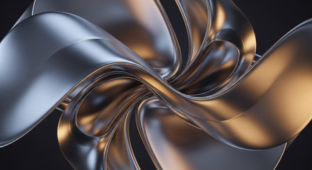 Metallic abstract wavy liquid background. 3d render Illustrationの素材