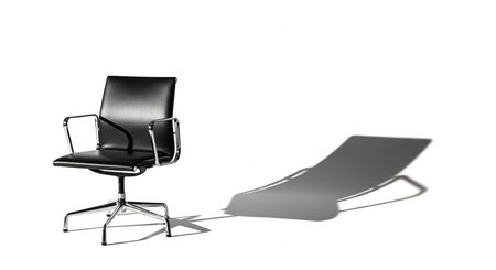 Black office chair isolated on white background with shadow. 3d renderの素材