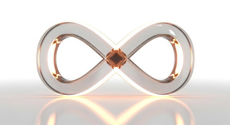 Infinity symbol on a white background, 3d render, computer generated imagesの素材
