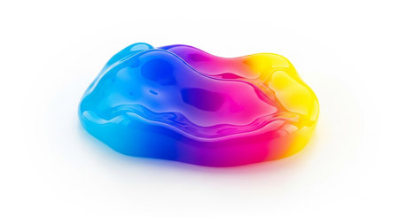 colorful paint splashing on white background. 3d illustration.の素材