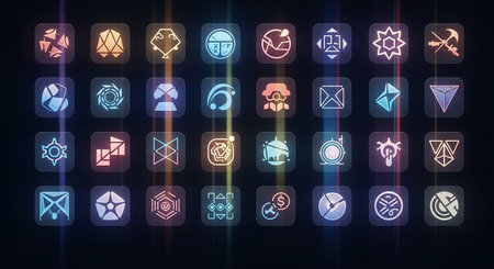 Set of virtual reality icons. Futuristic interface design. Vector illustration.の素材