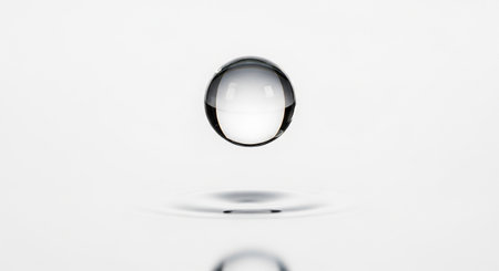 Water drop on white background. 3d render. Abstract water dropの素材