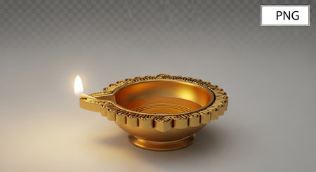 Realistic 3D Render of Diwali Diya Oil Lampの素材