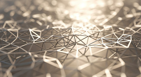 Abstract 3d rendering of chaotic polygonal shape. Bokeh background.の素材