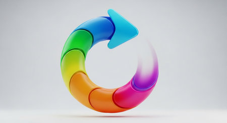 Colorful 3d arrow on white background. 3D rendered illustration.の素材