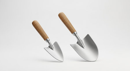 Garden shovels isolated on white background. 3d rendering.の素材