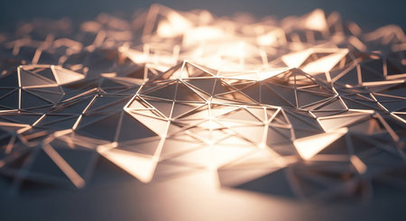 Abstract 3d rendering of chaotic polygonal shape. Futuristic background.の素材