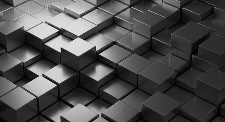 Abstract black cubes background. 3d render illustration, 3d renderの素材