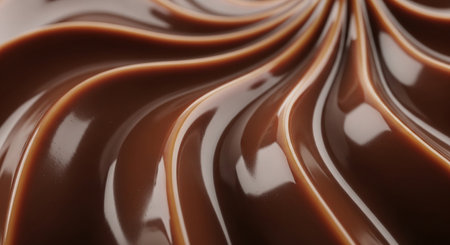 close up of chocolate syrup flowing on white background, shallow dofの素材